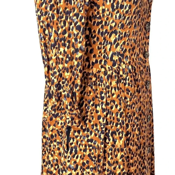 Zara TRF Animal Cheetah Print Pleated Shoulder Lined Jacket Dress Sz Small Maxi - Picture 9 of 15